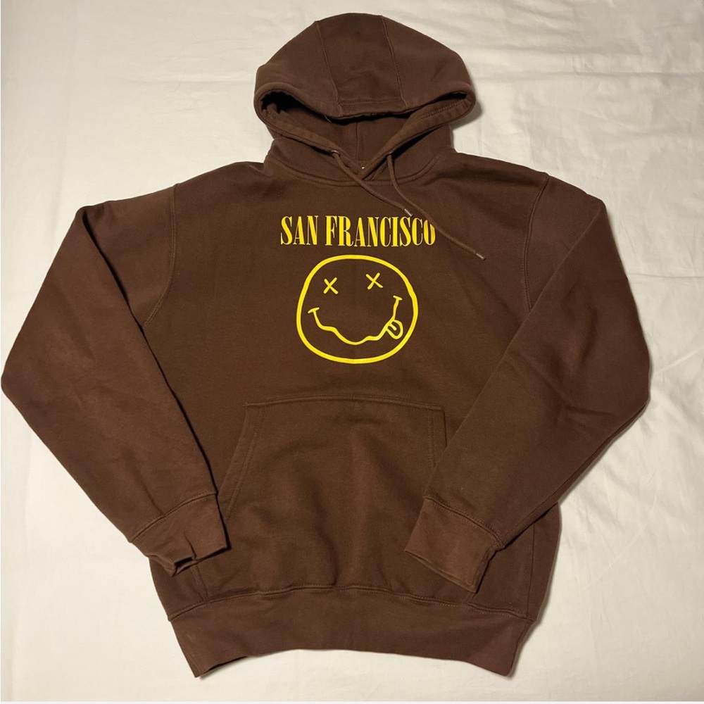 Brown Hoodie with Yellow Print